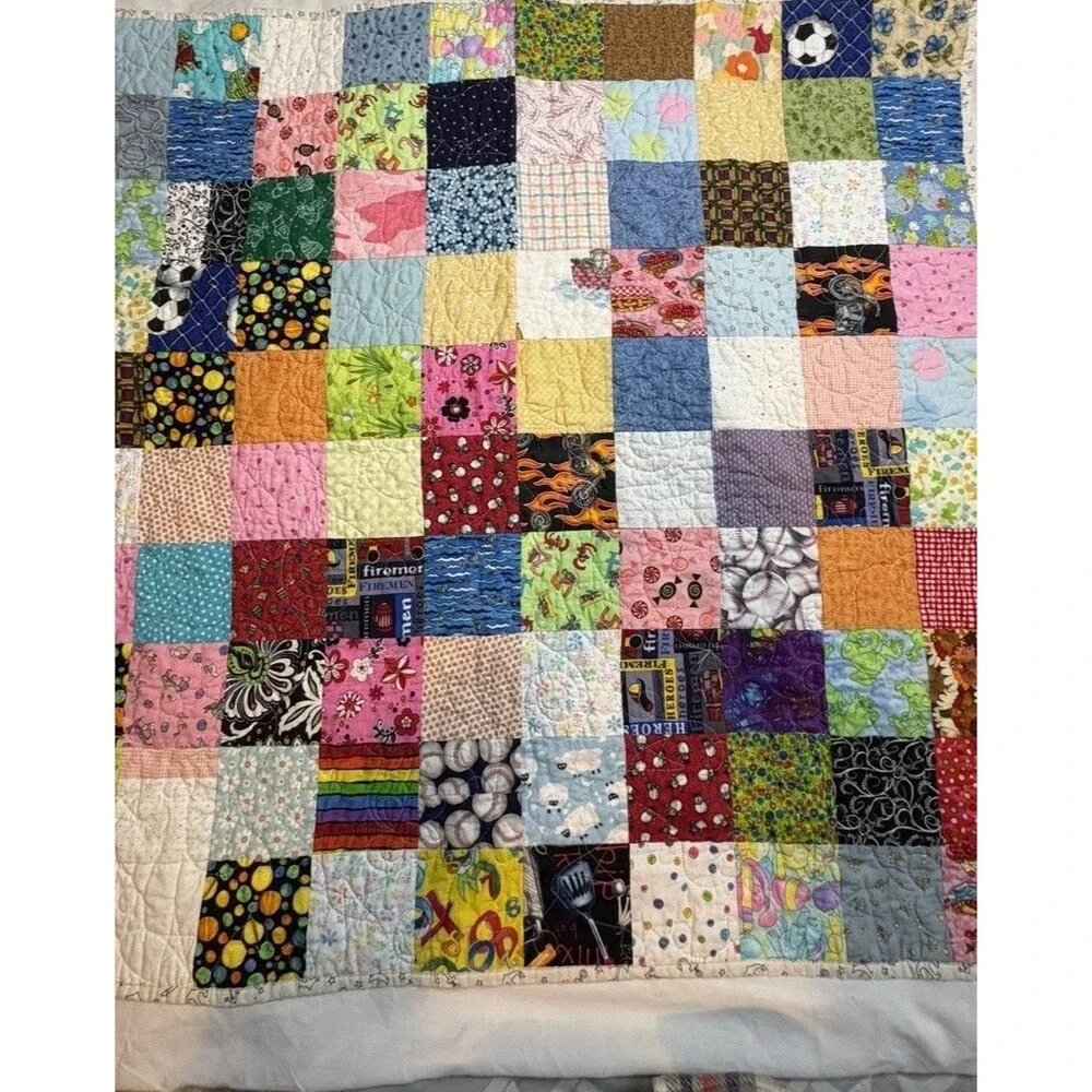Patchwork Baby Quilt Anchors On Back Proverbs Scripture On Back See Pics 38”x38”